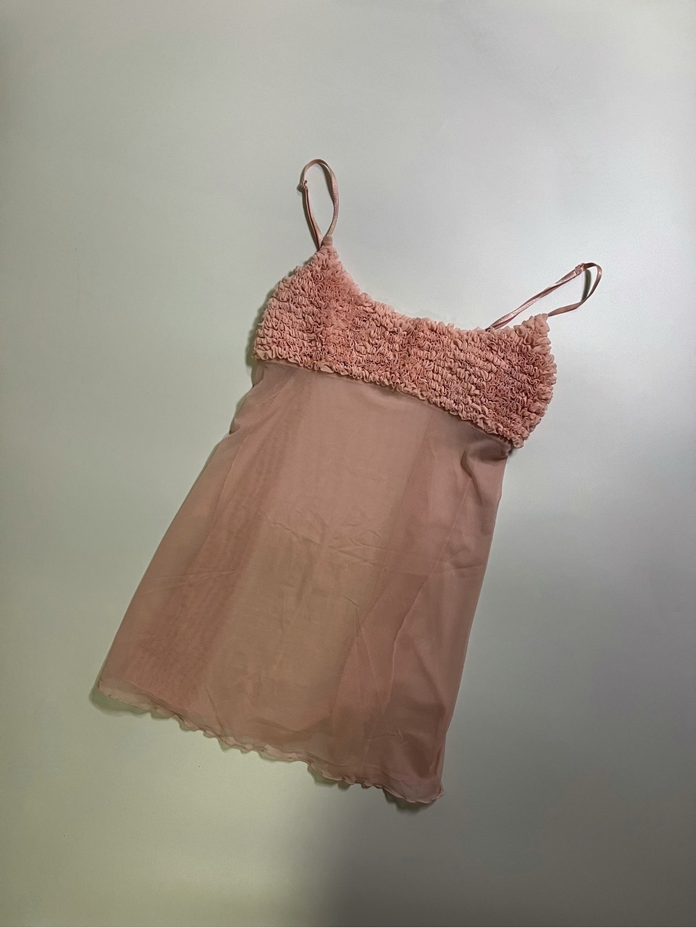 y2k la senza pink ruffle mesh cami